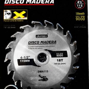 DISCO DE SIERRA PARA MADERA 4 1/2" 18T 9000RPM DMA115 UYUSTOOLS