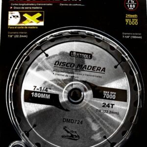 DISCO DE SIERRA PARA MADERA 7" 24T 7000RPM DMD724 UYUSTOOLS