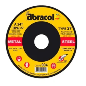 DISCO DE DESBASTE  PARA METAL 4-1/2 ABRACOL