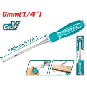 CINCEL DE MADERA CRV 6MM X 140MM DOBLE BLÍSTER TOTAL THT4166