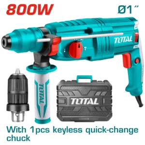 ROTOMARTILLO 800W 3 BROCAS 2 CINCELES UN MALETÍN TOTAL UTH308268-2