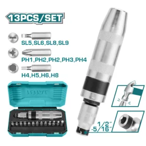 DESTORNILLADOR DE GOLPE IMPACTO BOTADOR 13 PCS TOTAL THIDS1301