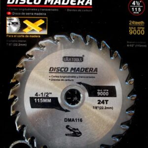 DISCO DE SIERRA PARA MADERA 4 1/2" 24T 9000RPM DMA115 UYUSTOOLS