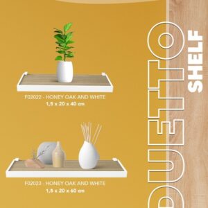 REPISA ROBLE MIEL CON BORDE BLANCO Y SOPORTE 1.5X20X40CM BESTVALUE F02022