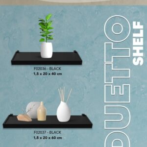 REPISA NEGRO CON BORDE NEGRO Y SOPORTE 1.5X20X40CM BESTVALUE F02036