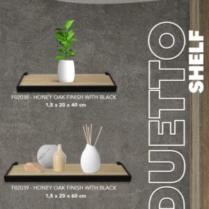 REPISA ROBLE MIEL CON BORDE NEGRO Y SOPORTE 1.5X20X60CM BESTVALUE F02039