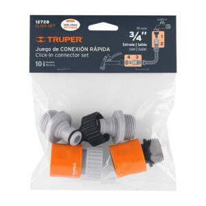 JUEGO DE CONECTORES PARA MANGUERA 3/4" TRUPER 12728