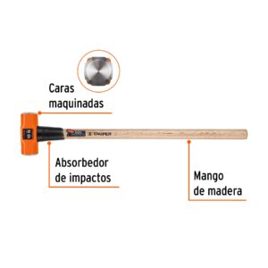 MAZO DE 10LB CON MANGO DE MADERA TRUPER 16512