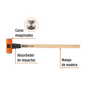 MAZO DE 12LB CON MANGO DE MADERA TRUPER 16513