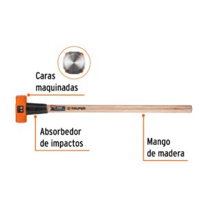 MAZO DE 6LB CON MANGO DE MADERA TRUPER 16509